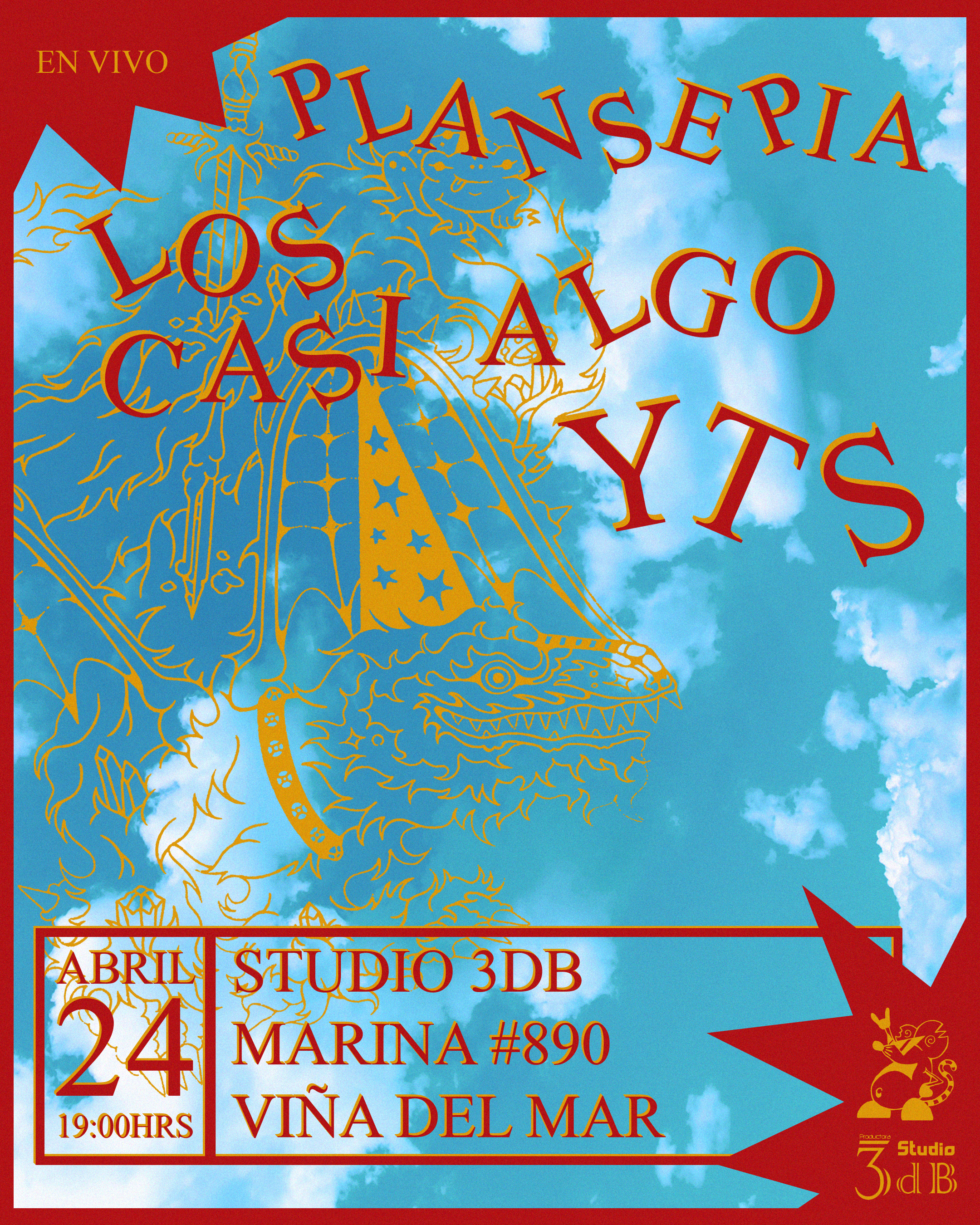 Flyer YTS en vivo en Studio 3db, 24 de abril